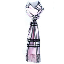 12 Pcs – Tartan – Light Pink 100% Cashmere Scarf Scarves Plaid Wool Unisex  - £95.90 GBP
