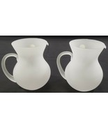 Set of 2 Hand Made Mouth Blown Frosted Glass Decorative Pitchers Jugs - £7.87 GBP