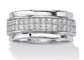 Round Cz Anniversary Eternity Ring Band Platinum Sterling Silver 76 8 9 10 - £162.38 GBP