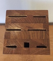 Vtg Danish Mid Century Modern Teak Hardwood Tropical Wooden Utensil Knife Block - £31.85 GBP