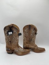 Shyanne Women&#39;s Lasy Floral Embroidered Western Boots Snip Toe Brown Size 7.5M - $84.14