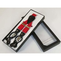 ELEGANT Suspenders Clip on and Button Option for Slacks or Suit Pants Red image 3