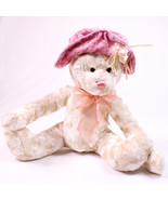 Dan Dee Collector&#39;s Plush Stuffed Girl Teddy Bear Pink Velvet Hat w/ Pin... - $216.08 MXN
