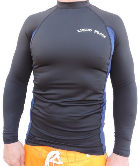 Liquid Peace Black & Blue, Long Sleeve, Rash Guard, Sizes: Small-Large
