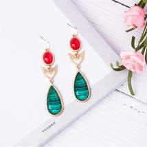 Red &amp; Green Crystal Pear-Cut Drop Earrings - £11.00 GBP