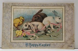 Happy Easter Rabbit with Ribbons 1911 Embossed Postcard G1 - £3.92 GBP