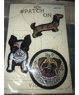 The Good Cat Company Embroidered DOG 3 Piece Iron on Patch Set Frenchie Pug - $12.09 CAD