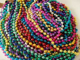 72 Multi-Color Mardi Gras Beads Necklaces Party Favors 6 Dozen Free Ship... - £16.64 GBP
