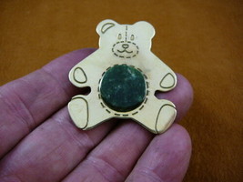(B-BEAR-501) Teddy bear bears cub green gemstone brass pin pendant - €19,99 EUR