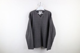 Vintage Gap Mens Medium Distressed Blank Fleece V-Neck Sweater Heather Gray - £30.89 GBP