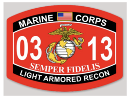 4&quot; MARINE CORPS MOS 03 13 LIGHT ARMORED RECON VINYL STICKER DECAL - $24.99