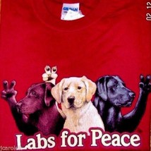 Dog T-shirt Labs For Peace S M L XL 2XL Maroon Cotton NWT Short Sleeve New - £17.76 GBP