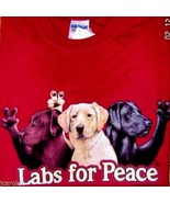 Dog T-shirt Labs For Peace S M L XL 2XL Maroon Cotton NWT Short Sleeve New - £17.69 GBP