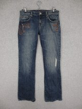 American Eagle Women&#39;s Stretch Boot Jeans Size 6 Embroidered Sequins Dis... - $17.11