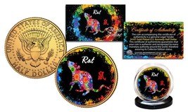 Chinese Zodiac PolyChrome Genuine JFK Half Dollar 24K Gold Plated Coin -... - $239.67 MXN