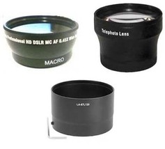 Wide Lens + Tele Lens + Tube Adapter bundle for Nikon CoolPix P500 Camera - £56.31 GBP