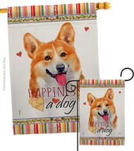 Fawn Corgi Happiness Flags Set Dog 28 X40 Double-Sided House Banner - £39.94 GBP