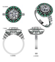 Smeraldo Anello Art Déco Anello 2Ct Diamanti Finti 14K Placcato Oro Bianco - £129.85 GBP