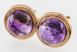 14k Gelbgold Amethyst Cabochon Ohrstecker Gesamt Karat Gewicht = 2.20 Karat - $702.98