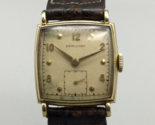 Vintage Hamilton Dyson Watch Men 14K Gold Plated Brown Leather Band Manu... - $272.24