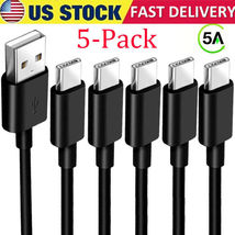 5-Pack USB-C to USB-A Cable Fast Charge Type C Charging Cord Rapid Sync Charger - £14.89 GBP