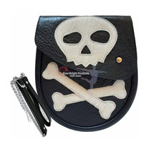 Scottish Kilt Semi Dress Sporran Genuine 100% Real Leather White SKULL Sporran.1 - €77,61 EUR