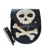 Scottish Kilt Semi Dress Sporran Genuine 100% Real Leather White SKULL S... - $1,695.32 MXN