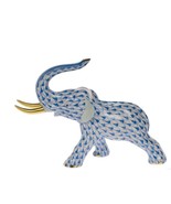 HEREND Charging Elephant - Blue Fishnet - Hand Painted Porcelain - MINT! - $350.00