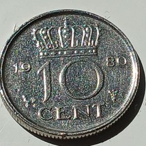 Netherlands 1958 10 CENT Small Coin - km 182 - Authentic Juliana BTR CIRC - $4.29