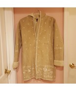 GAP GIRLS FAUX SUEDE BEIGE COAT XXL 14-16 with embroidery - $761.58 MXN