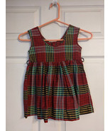 Vintage Girls Plaid Dress Red Green 60s Sleeveless Button Back 3 - $12.20 CAD