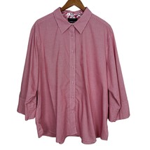 Foxcroft Shirt Women 22W Red Gingham Wrinkle Free Shaped Fit 3/4 Sleeve ... - £19.54 GBP