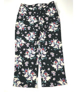 Cynthia Rowley Pants 12 Navy Blue Floral Wide Leg Pull On Womens Cottage... - $27.83