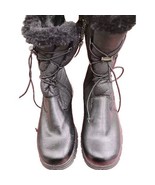 Khombu Bungee Womens Boots 11 M Black Insulated Waterproof Side Zip Faux... - $55.54 CAD