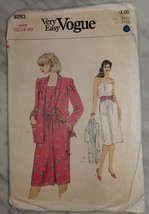 Vintage 80&#39;s Very Easy Vogue 8263 A-line Sundress &amp; Loose Fitting Jacket... - $6.88