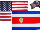 AES Wholesale Combo USA &amp; Costa Rica Country 2x3 2&#39;x3&#39; Flag &amp; Lapel Pin ... - £7.02 GBP