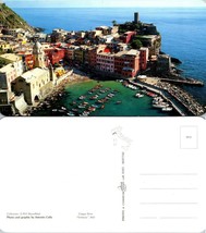 Italy Liguria La Spezia La Cinque Terre Vernazza Ocean Marina Boats VTG Postcard - £9.86 GBP