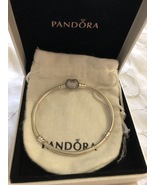 Genuine Pandora .925 Silver Pavé Heart Bracelet 7.5&quot; 19cm 590727CZ  - £50.89 GBP