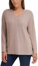 Andrew Marc Womens Soft Fabric V Neck Tunic Top Size Small Color Taupe - £27.37 GBP