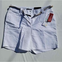 Rafaella Curvy Fit White Womens Shorts With Tan Belt Summer Vibes Size 8 - £20.21 GBP