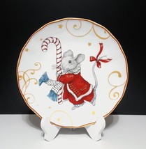 NEW Williams Sonoma Twas Christmas Mouse Salad Plate 8 1/4&quot; Porcelain - £39.37 GBP