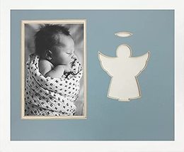 Children&#39;s Tabletop Christian Angel Infant Boy White Wood Photo Frame 8x10 Holds - £23.14 GBP