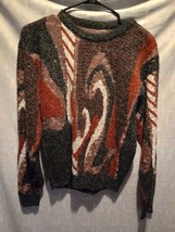 Red And Black Swirl Coogie Style Handmade Grandpa  Wool Mens Sweater Sz S - $33.87