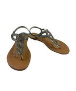 Torrid Women&#39;s Shoes Green 9 M Leather Rhinestone Toe Thong Slingback Sa... - $506.94 MXN