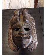 Hand Carved Wood Inca Maya Aztec Warrior Wooden Mask Two Birds Life Deat... - $874.88 MXN