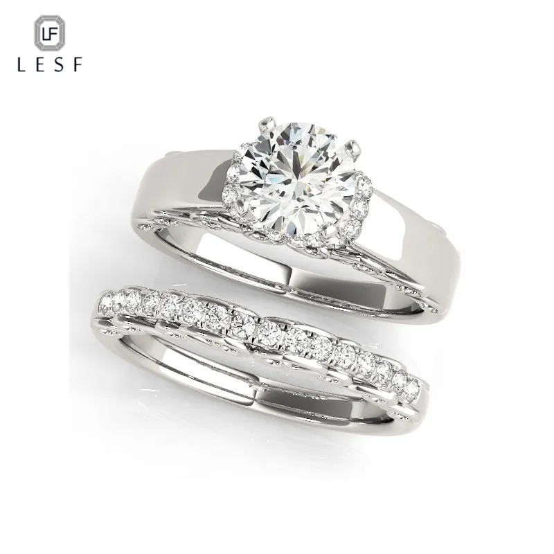 925 Sterling Silver Solitaire Engagement Ring Sets 1 Carat Moissanite Diamond Ro - £88.97 GBP