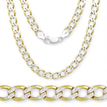 6.6mm Men/Women's Stylish Italian 925 Silver 14K YG Plated Curb Chain Necklace  - $131.17