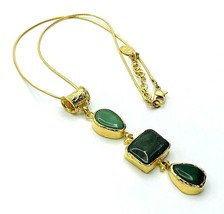 ELYA West Coast Jewelry Shiny Gold Tone Green Dyed Chalcedony Necklace - £27.78 GBP