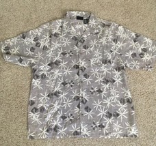 OP SPORT Mens LARGE Hawaiian Grey Floral Cotton Short Sleeve Shirt. XLNT... - £13.38 GBP