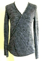 Free People Gray Blue Gotham Long Sleeve Faux Wrap Sweater Womens Size S... - £26.85 GBP